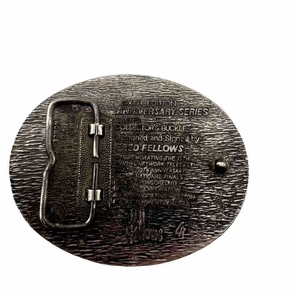 Vintage 1988 National Finals Rodeo Western Belt Buckle Fred Fellows‎